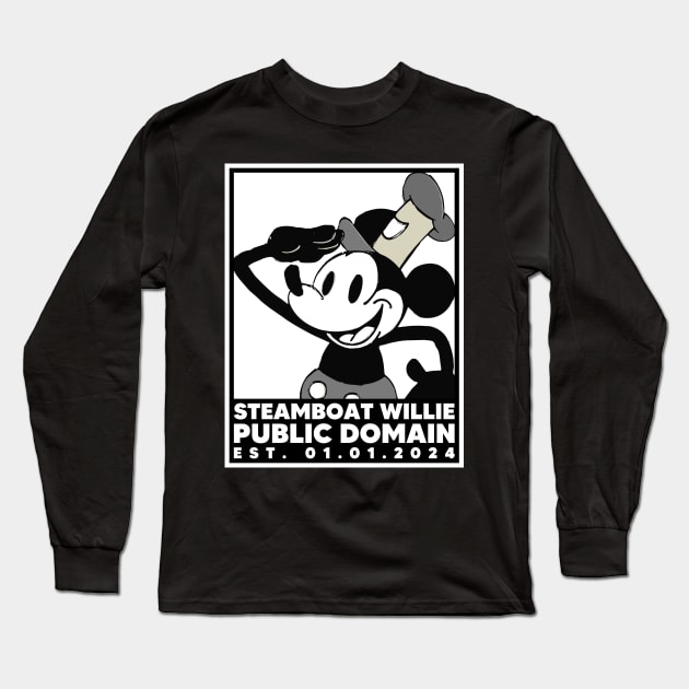 Steamboat Willie. Public Domain Est. 01.01.2024 - 2 Long Sleeve T-Shirt by Megadorim